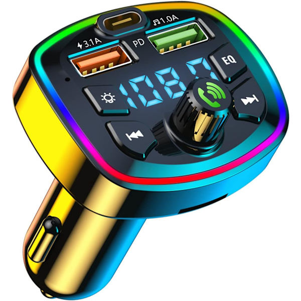 Bluetooth FM -lähetin autoradiosovitin MP3-soitin Handsfree Bluetooth 5.0 kaksois-USB-portit