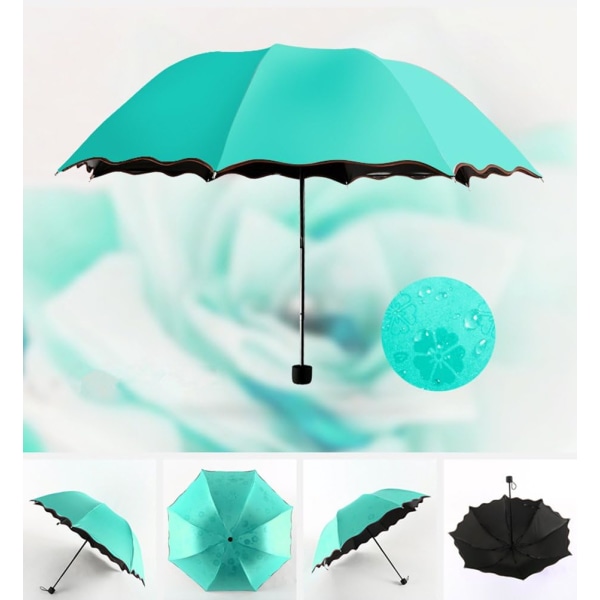 Dame Parasol Paraply UV-beskyttelse for kvinner Parasol Lett Anit-UV Paraplyer for sommer solbeskyttelse Mint Green