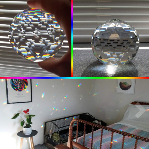 Klar skuren kristallkula prisma glas sfärisk blickkula 60mm