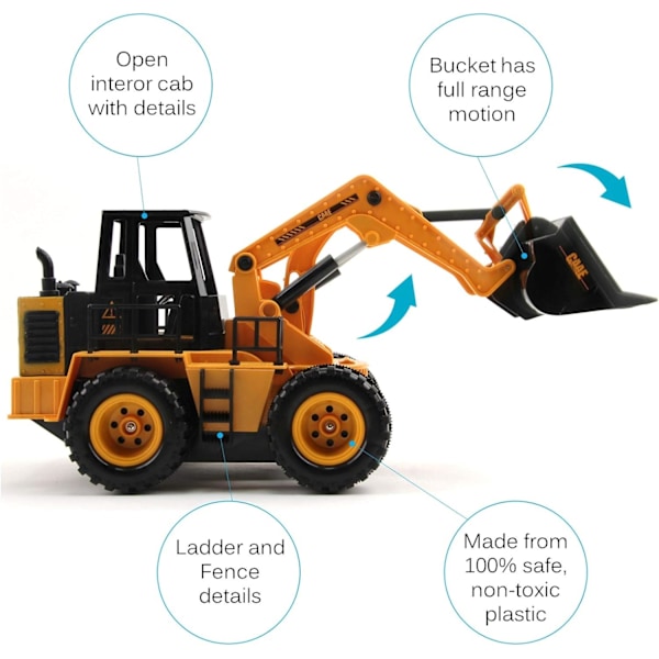 13,5\" RC Bulldozer Full Funktion 1:24 Skala 2,4GHz Elektrisk Fjärrkontroll Radio Grävmaskin Bil Klar-att-köra för Barn Pojkar