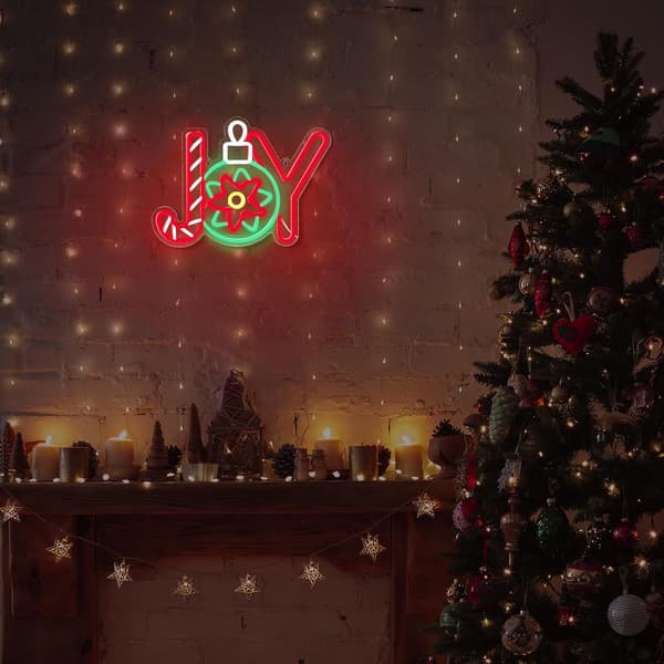 Christmas Joy Neonskylt Jul Neonskyltar för Väggbordsdekor, LED-skylt USB-driven, Julnattlampa, Vardagsrum Sovrum Café Bar Dekor