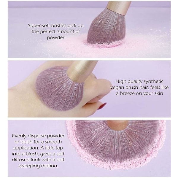 Makeup Børstesæt Professionelt Og Hverdags Makeup Børstesæt, Lys Lilla Syntetisk Vegansk Børstehår