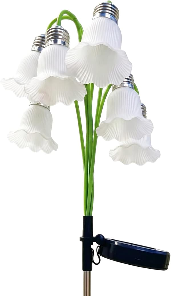 Liljekonval Solcellelamper, Udendørs Blomster Solcellelamper til Haven, Vandtæt Dekorativ LED Blomsterlampe, Hvid White