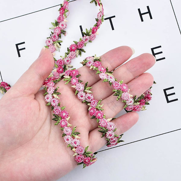 10 meter spetsband med rosmönster, blommigt band med broderade rosor, dekoration för klänningar, sömnad, gör-det-själv-hantverk, bröllop, brud