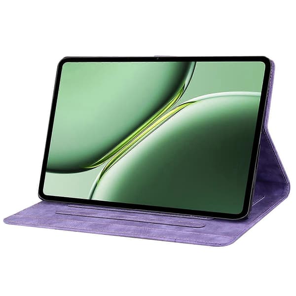 For OnePlus Pad Pro/Pad 2 Etui Kortpladser Læder Tablet Stand Folio Cover Blomst Kat-Lilla