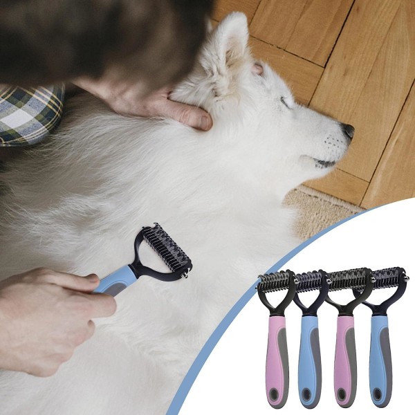 Pet Safe Dematting Comb, 2-i-1 Dubbelsidig Pet Dog Cat Snabb Dematting Verktyg, Multifunktionell Ergonomisk