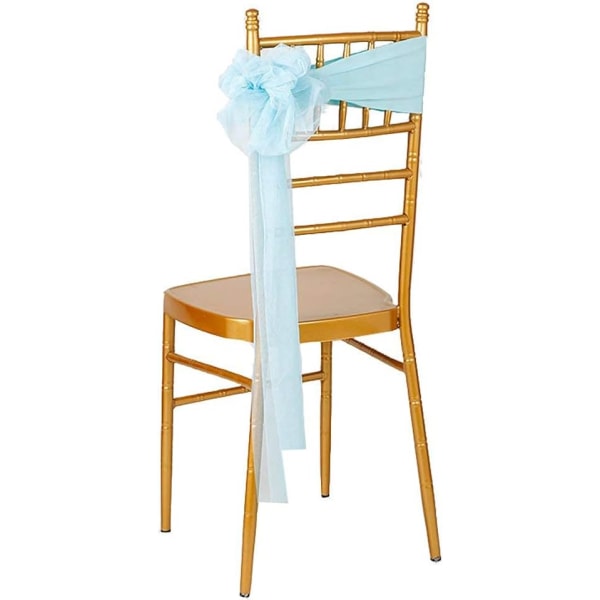 10 st Spandex Stretch färdig att använda stolbälte Bow Beach Bröllopsfestdekorationer (Tiffany Blue)