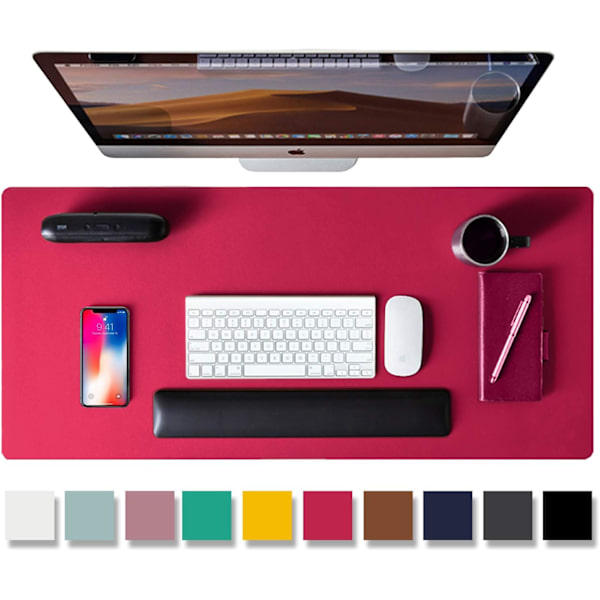Läder skrivbordsunderlägg, kontorsunderlägg, halkfri PU-läder skrivbordsunderlägg, laptop skrivbordsunderlägg, vattentätt skrivbordsunderlägg Rose Red 23.6" x 13.7"