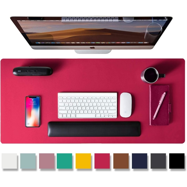 Nahkainen työpöydän suojus, toimistopöydän alusta, liukumaton PU-nahkainen pöytäalunen, kannettavan tietokoneen pöytäalusta, vedenpitävä pöydän kirjoitusalusta Rose Red 23.6" x 13.7"