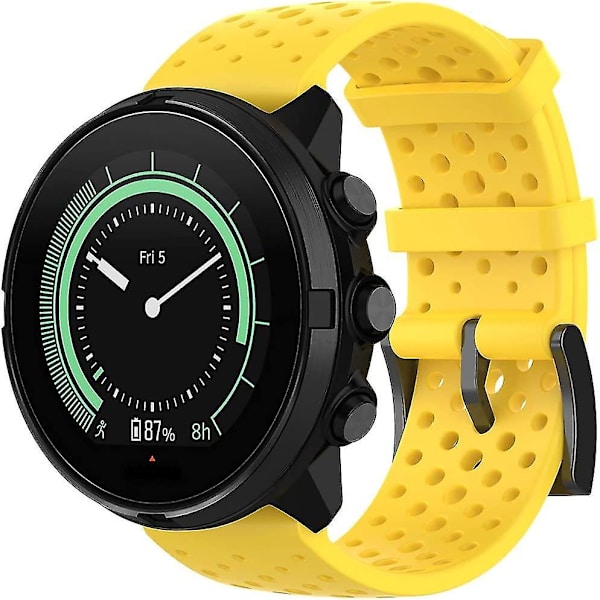 Uusi Silikonihihna Urheiluranneke Suunto 9 & Suunto 7 - Keltainen L(24mm)