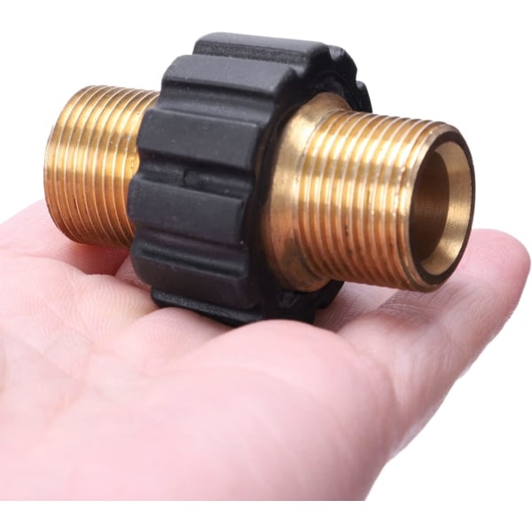 Högtryckstvättanslutning i mässing, metrisk M22 15 mm utvändig gänga till M22 14 mm invändig hål, universell