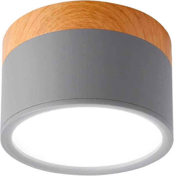 5W LED Rund Overflatemontert Takspotlight Skrubb Grå Kald Hvit 90mm 6000K