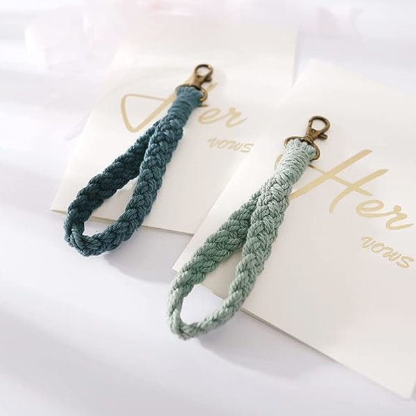 Blød Makrame Nøglering Boho Håndlavet Håndledsrem Armbånd Nøglering Country Style Håndledsrem Håndlavet Holder til Kvinder