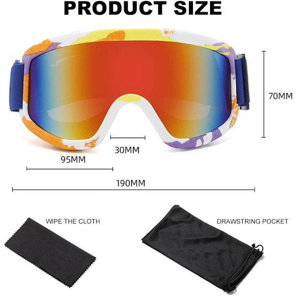 Laskettelu- ja lumilautailulasit, PC-materiaali, UV-suoja, hengittävä muotoilu, hiihtoon, luisteluun, kiipeilyyn, pyöräilyyn, unisex (1 kpl, sininen)