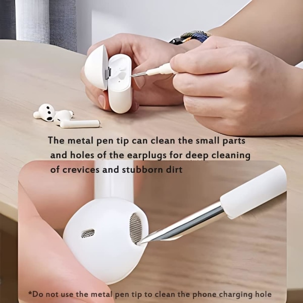 Rengjøringssett for Airpods 1 2 Pro, multifunksjonell rengjøringspenn, myk børste for Bluetooth-øretelefoner