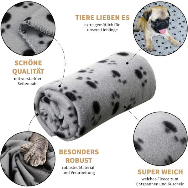 3-pakning teppe til hund og katt - Vaskbart teppe