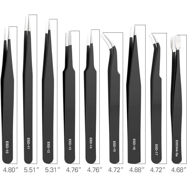 ESD-pinsetit, pinsetit, pienoismallirakennussarja, pieni sarja elektroniikan korjaamiseen