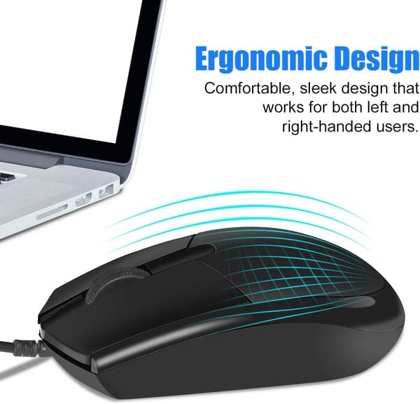 3 knaps USB-computermus med ledning, 2-pak sort