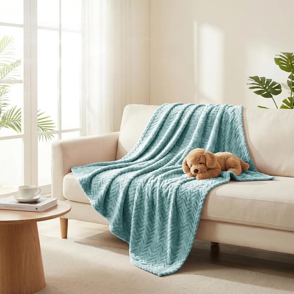 Stort fleeceteppe til sofa, celadon, 230x230 cm Mykt, pustende, lett sofateppe til soverom, mykt og koselig jacquard-bølgeteppe 230x230cm Celadon