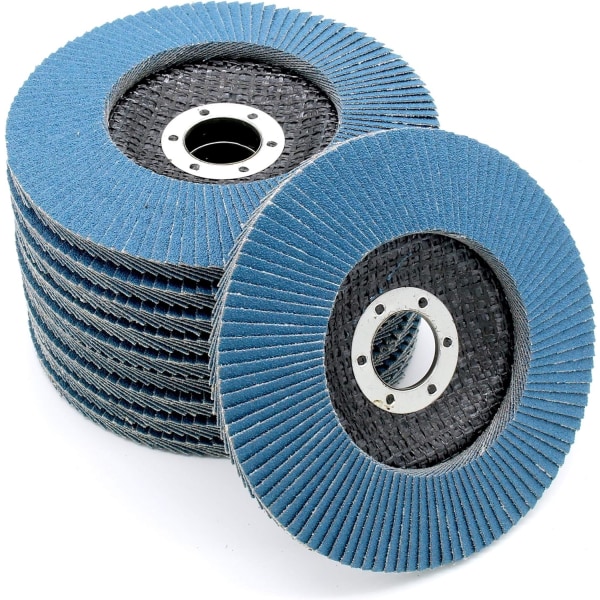 Slibeskiver med skiver, 10 stk., Ø 125 mm, korn 73, Rustfrit stål, Slibeskiver