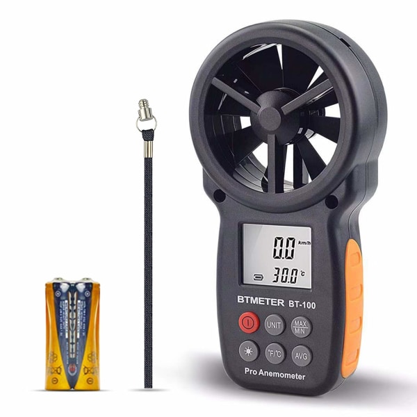 Digital Anemometer Handheld - BTMETER BT-100 Vindhastighetsmätare Mätare, Mät noggrant vindtemperaturhastighet CFM med MAX/MIN/AVG