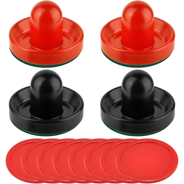 Air Hockey Thruster and Red Air Hockey, Goal Handle Racket Replacement Accessories for Game Table (4 Strikers, 8 Hockey Pack)