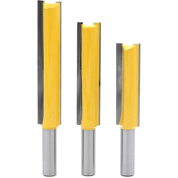 3 kpl 8 mm varren ylimääräisen pitkät upotusjyrsinterät, leikkuri 8 mm * 1/2\" * 50,8 mm, 8 mm * 1/2\" * 63 mm, 8 mm * 1/2\" * 76 mm