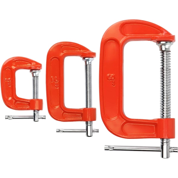 C Clamp Clamp Set med 3 G C Clamp Clamp Set för träbearbetning, G Clamp 25mm/50mm/75mm (1"/2"/3")