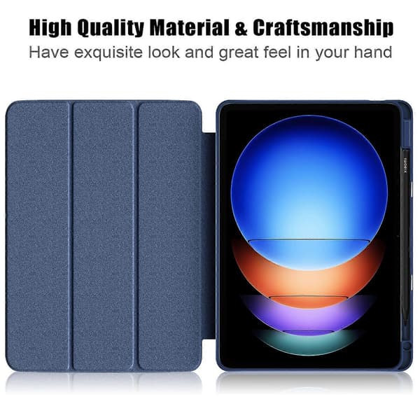 Fodral för Xiaomi Pad 6S Pro 12.4 Tri-fold Ställ PU Läder Tablet Skydd med Pennhållare