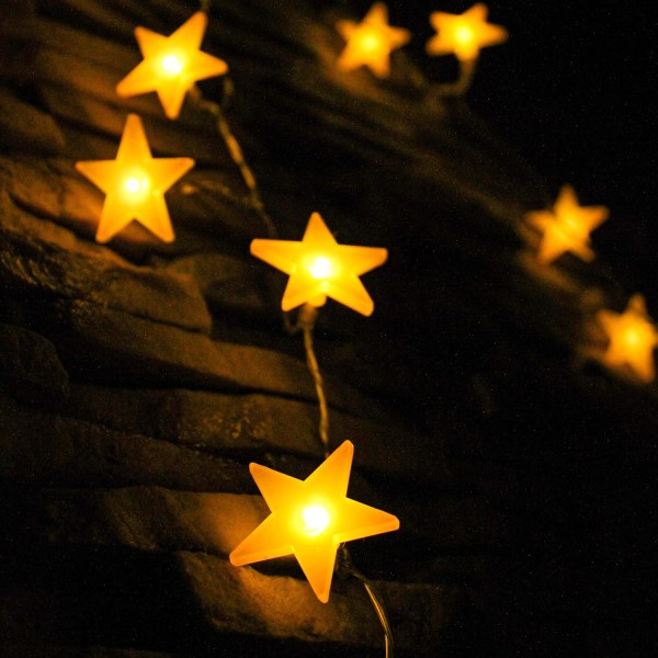 40 LED star string lights with battery,Warm white,Decorative star lights,6 meters