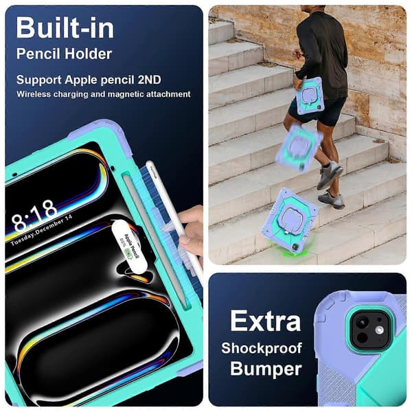 Kickstand-etui til iPad Pro 13 (2024) Silikone+PC Tablet Cover