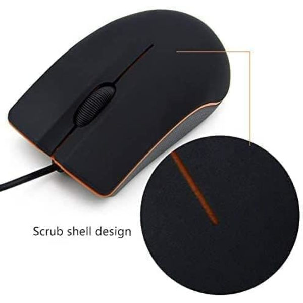Kablet mus, højre- eller venstrehåndet USB-kablet computermus, ergonomisk computermus med holdbare klik til pc, computer, bærbar computer (sort)