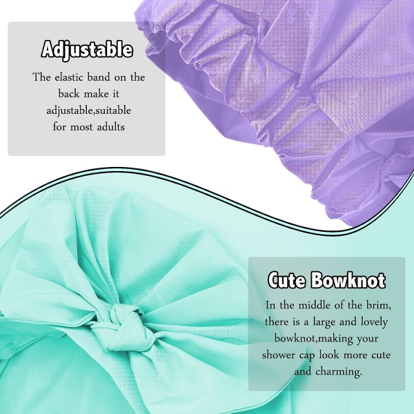 2 stk dusjhetter justerbar sløyfe badehårhetter gjenbrukbar vanntett turban dusjhette badehette (cyan, lilla)