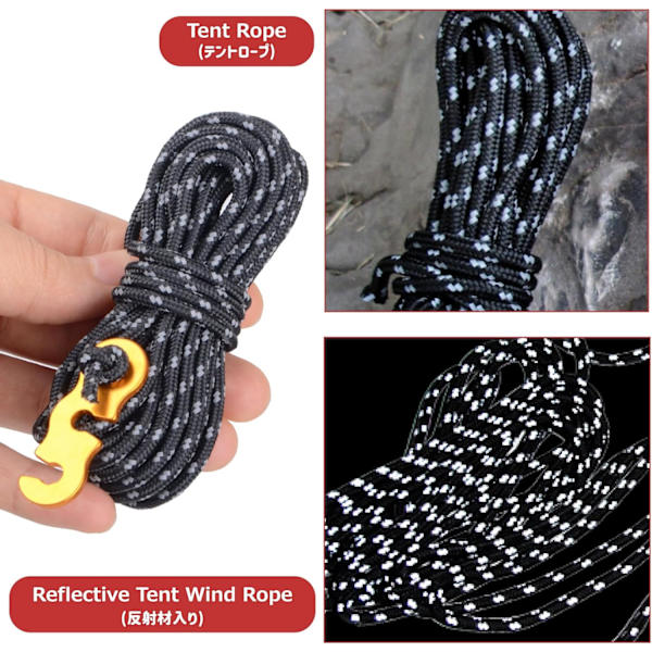 Reflekterande killar rep 3mm Guylines 3m /11.8ft Tält Camping rep för att binda ner presenningar Fixering utomhusförpackning (Gul 8-pack)