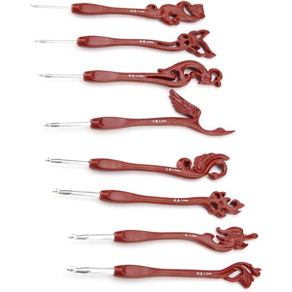 Retro virknålsset, 8 st retrofåglar unika virknålsset stickningsverktyg med släta nålar ergonomiskt handtag