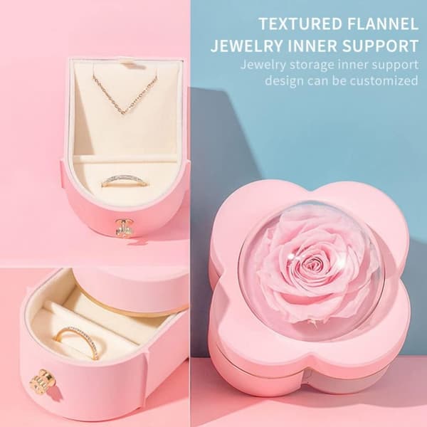 Rose Evige Blomst For Evigt Evig Blomst Til Hendes Bevarede Ægte Rose Smykkeæske