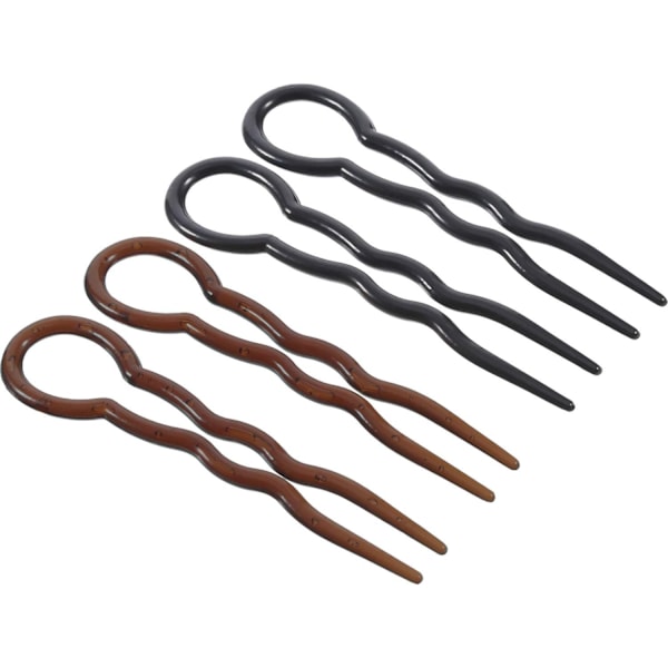 6Pcs Women's Style Hair Pins, Magic Simple Spiral Quick Braiding Twist Hair Styling Pin Clip, Black and Brown