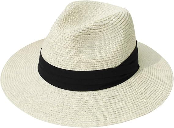 Damer Bredskygget Halm Panama Rulle Hat Bæltespænde Fedora Strand Solhat