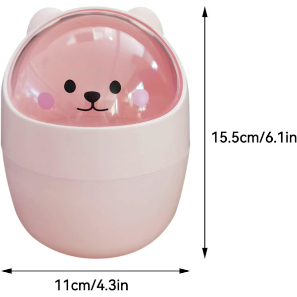 Mini-pöytäroskakori, söpö eläimen muotoinen roskakori heilurikannella, pieni roskakori, piirretty kissa, pöytälevyn roskakori, peitetty jäteastia