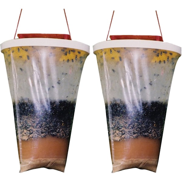 2-pack Flugfälla Utomhus Hängande Flugfångare, Engångs Ranch Flugfälla Fångarpåse med Flugbete, Flugdödare Repeller