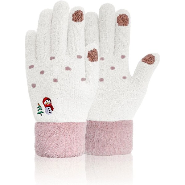 Varma handskar för kvinnor, stickade varma handskar, elastiska fluffiga damhandskar, foder i vinterull,