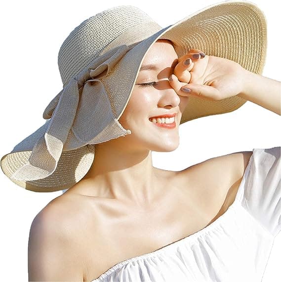 Dam Vikbar Floppy Solhatt Bredbrättad Stråhatt Sommar UV-skydd Strandhatt