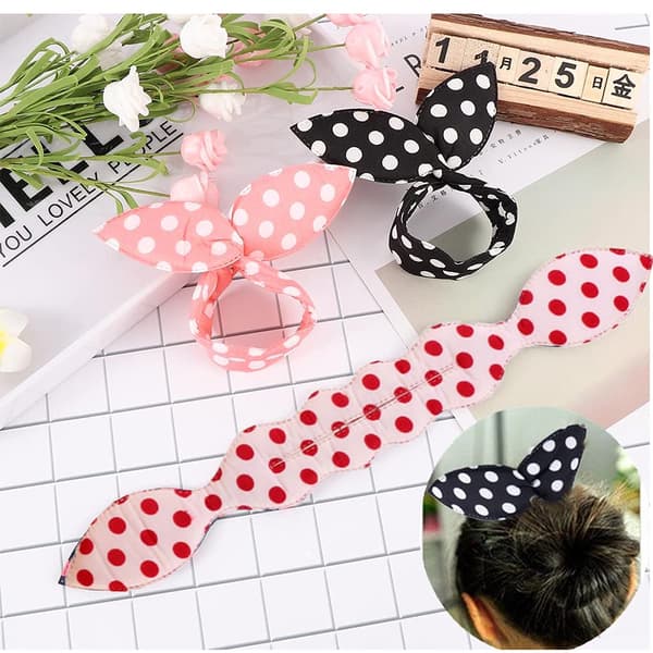Hårbolle maker, 4 stk. Magic Rabbit Ear Styling Curl Bun Maker Fleksibel Genanvendelig Bun Crown Twister - Dot