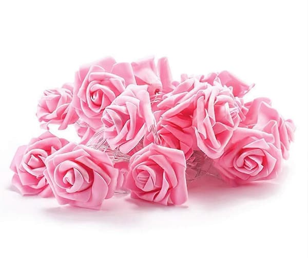 Batteridrivna LED-slingor Rosblommönster Diameter 7 cm, PE (polyeten), rosa, 3M 20LED
