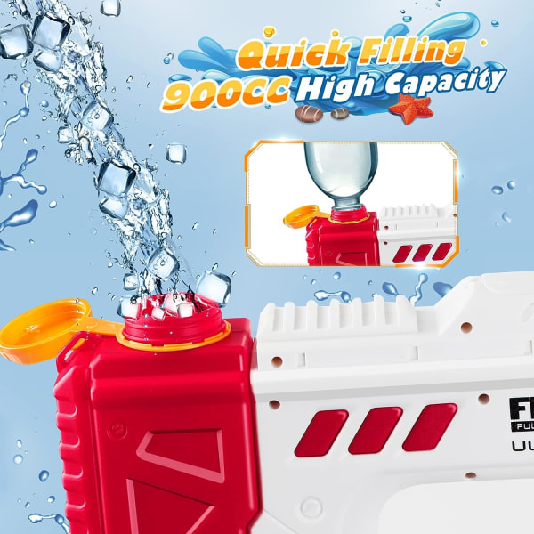 Elektrisk vattenpistol för barn och vuxna, automatisk vattenpistol batteridriven, 32 fots skjutbana 800 ml, Aurora White
