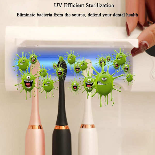 Tandborsthållare med UV-sterilisering, smart induktions UV-tandborste sterilisator, väggmonterad familjetandborste sterilisatorer