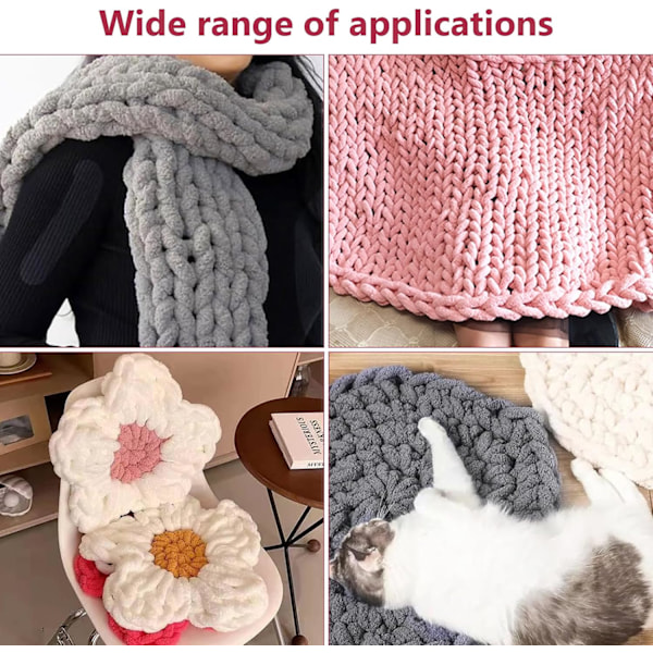 500g (250gx2) Chunky Garn Nøgle Ca. 54m Chenille Chunky Pels Garn Blødt Uld Chunky Garn Blødt Strikkegarn til Hæklet Tæppe Halstørklæder Huer Skin pink