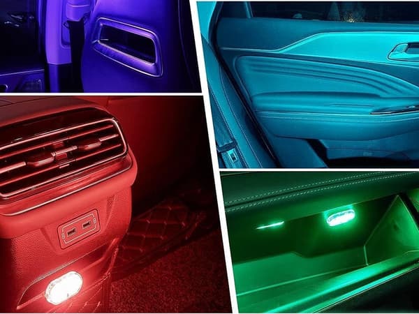 RGB LED bilbelysning - Trådløs 6-pære interiørlys