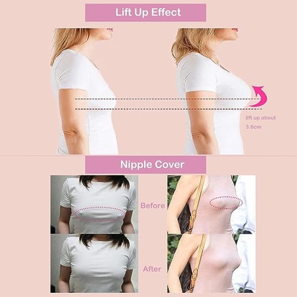 Självhäftande behå, osynlig rygglös bh för kvinnor, återanvändbar självhäftande behå i silikon med axelbandslös push up-bh Förbättra slappa bröst - xxl
