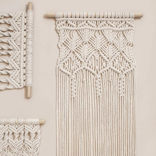 2 kpl Makramee-seinävaate boho chic boheemi koti geometrinen taide sisustus, 70cm (P) x 33cm (L)